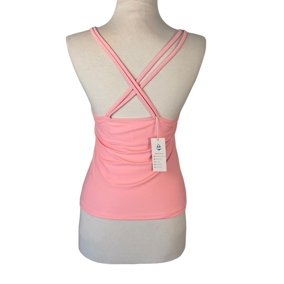 nwt Beachsissi Pink Strappy Cross Back Tankini Top - Picture 8 of 8